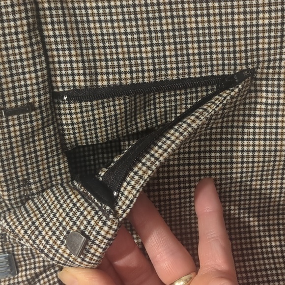 NWT Carolina Belle women's slim trousers, black & tan plaid, size 6 - Picture 6 of 15